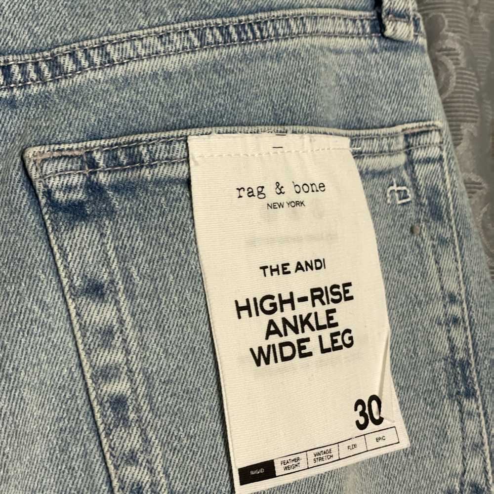 RAG & BONE Andi High Rise Ankle Wide Leg Jeans Bloomfield - Picture 5 of 5
